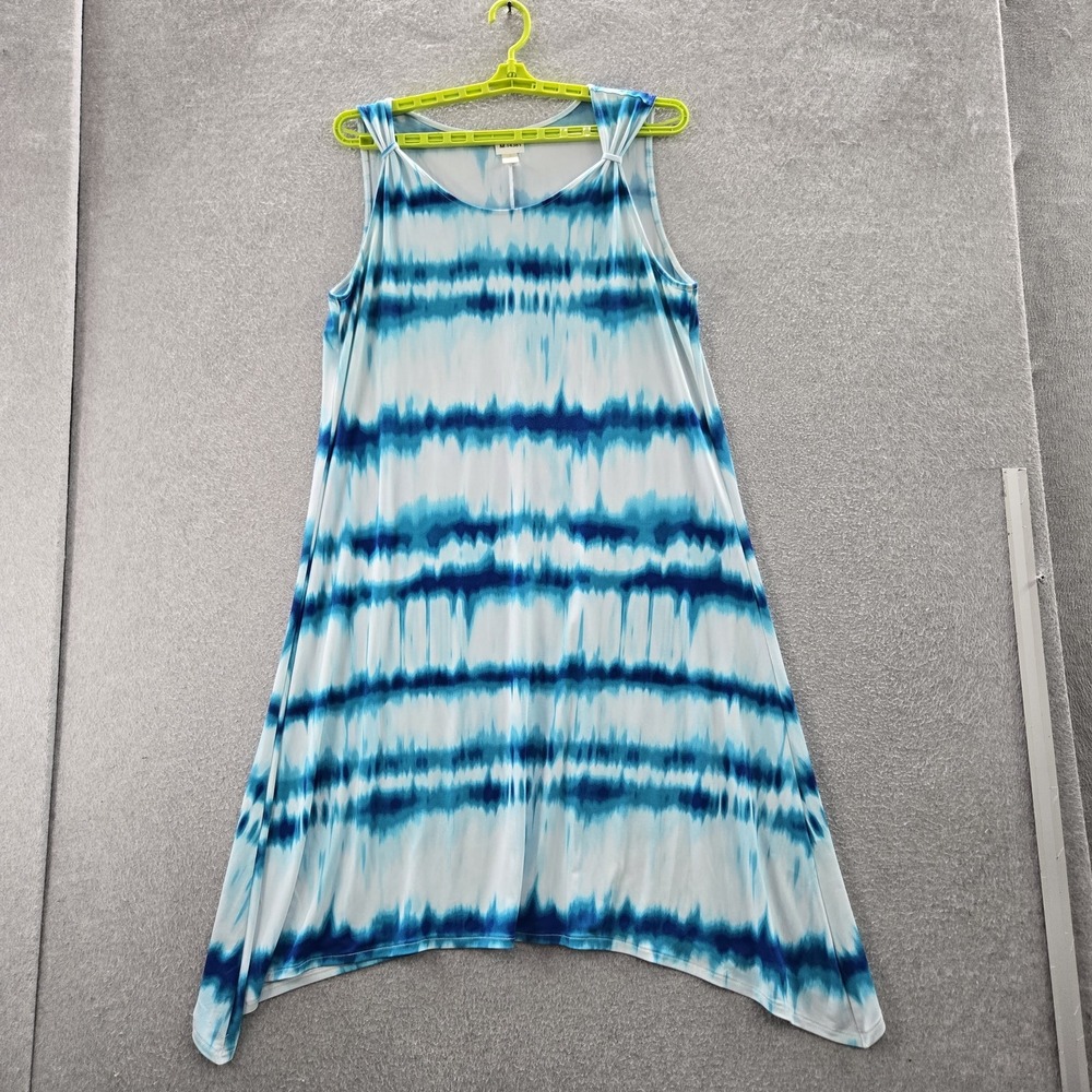 Chico's Women Dress 3 Blue Striped A-Line Sleeveless
